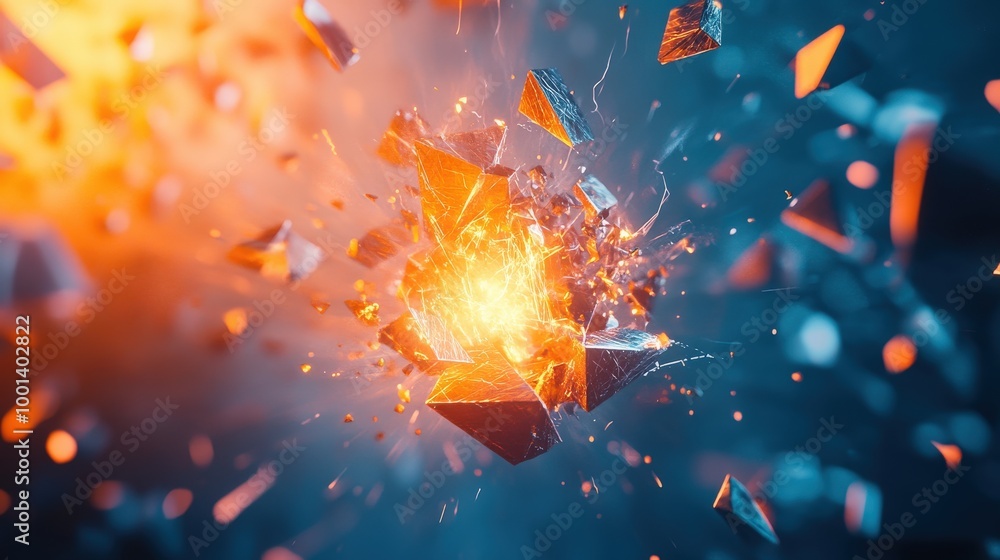 Fototapete dynamic 3d abstract background with geometric shapes, highlighting explosive power and a surface bei