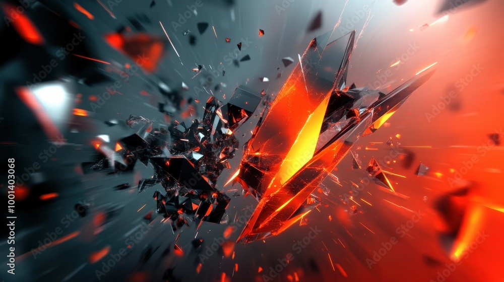 Aufkleber dynamic 3d abstract design featuring geometric shapes and an explosive power theme, with a crushing 