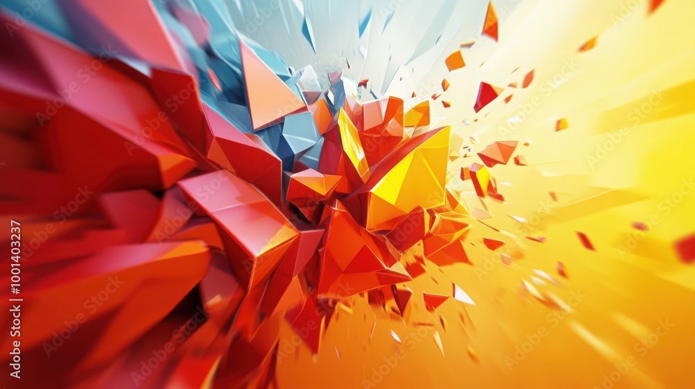 Poster dynamic 3d abstract geometric background, featuring an explosion power design and a visually strikin
