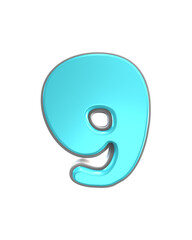 blue 3d Number render cartoon 