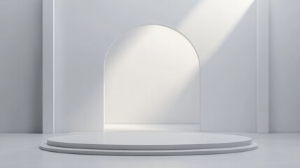 A white archway with a white floor in front of it