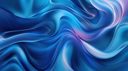 Obraz premium Dynamic abstract blue wave pattern featuring smooth, flowing forms. The gradient of blues creates a harmonious and calming visual effect