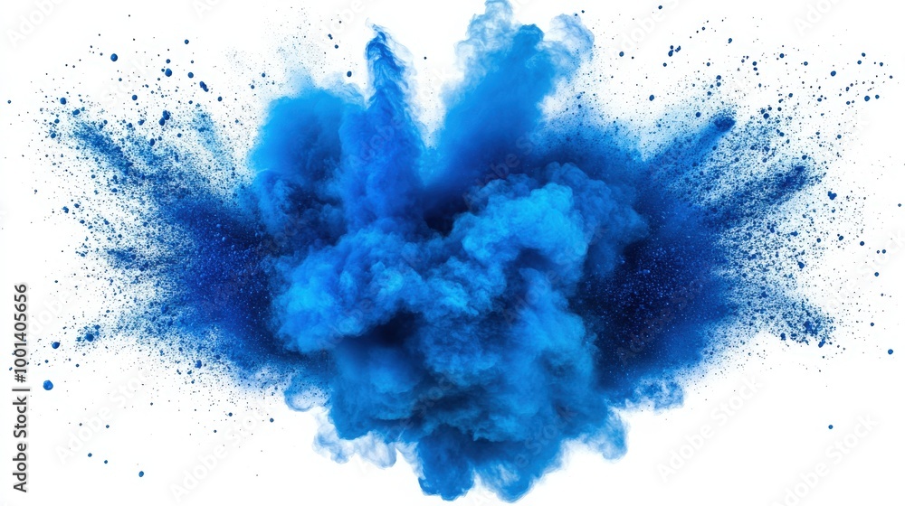 Poster dynamic blue color explosion with dramatic splashes and abstract forms. isolated on white or transpa