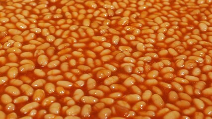 Tray Of Baked Beans In Kitchen