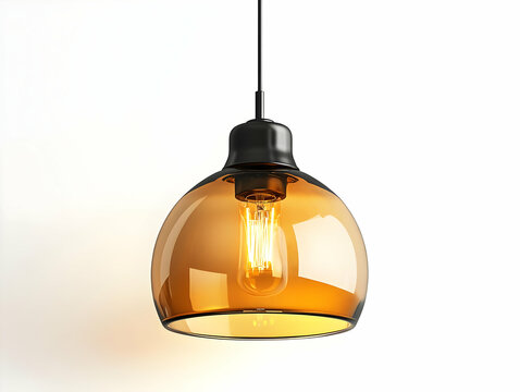Stylish amber glass pendant light with vintage bulb, perfect for modern decor. Ideal for enhancing interiors.