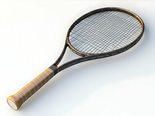 Tennis racket against a white isolated background, perfect for sports-themed projects and designs.
