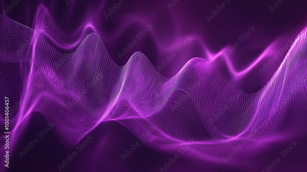 Poster dynamic purple sound wave pattern featuring undulating lines and modern design. ideal for digital ar