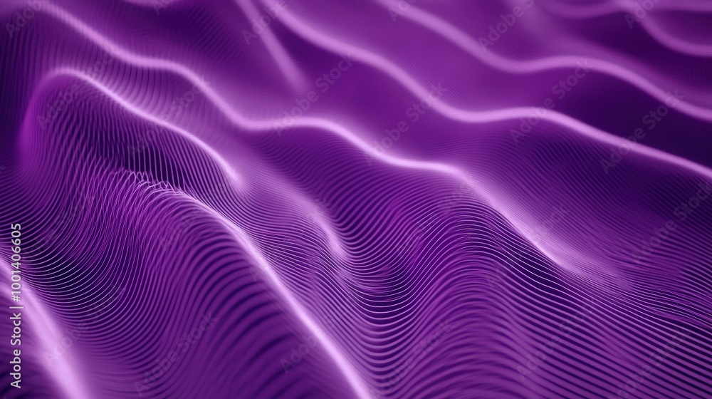 Poster dynamic purple sound wave pattern featuring undulating lines and modern design. ideal for digital ar