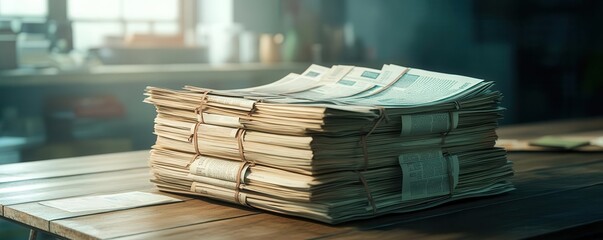 Newspaper delivery with morning light, Monday morning, keeping up with the news