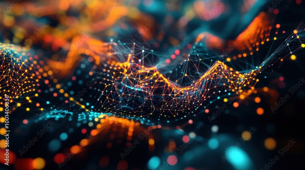 Poster dynamic technology pattern art featuring abstract shapes and intricate graphics. a high-tech visual 