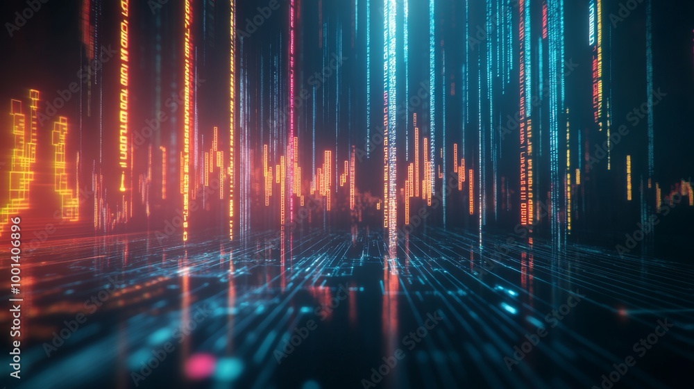 Leinwandbilder A futuristic digital stock market graph floating in the air, with glowing lines and data points, symbolizing cutting-edge financial technology and trading.