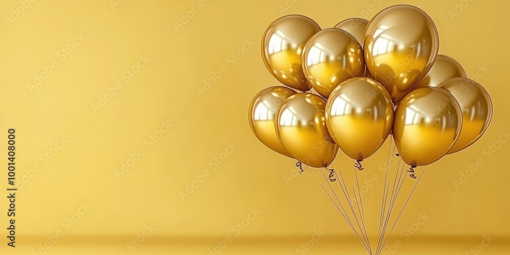 Aufkleber a cluster of golden balloons against a golden backdrop, a visual representation of celebration and j
