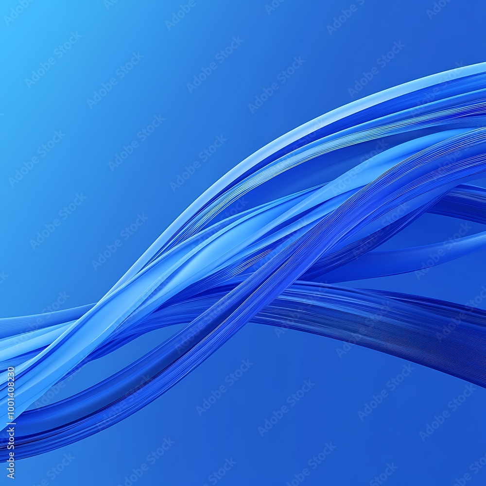 Poster abstract 3d render, blue background design with curved lines, generative ai