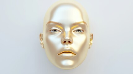 A gold face with a gold nose and gold lips