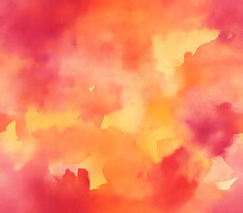 5. Fluid watercolor washes in vibrant shades of orange and red, blending harmoniously to create a warm atmosphere 