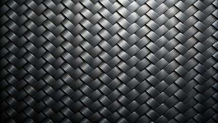 Dark gray textured background with 3D carbon fiber-like pattern, featuring intricate woven lines and subtle reflections, ideal for tech, science, and modern design themes.