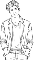 Man, Boy, and Husband Line Art Drawing vector design.