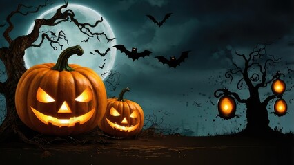 halloween pennant banner with creepy skulls and cobwebs