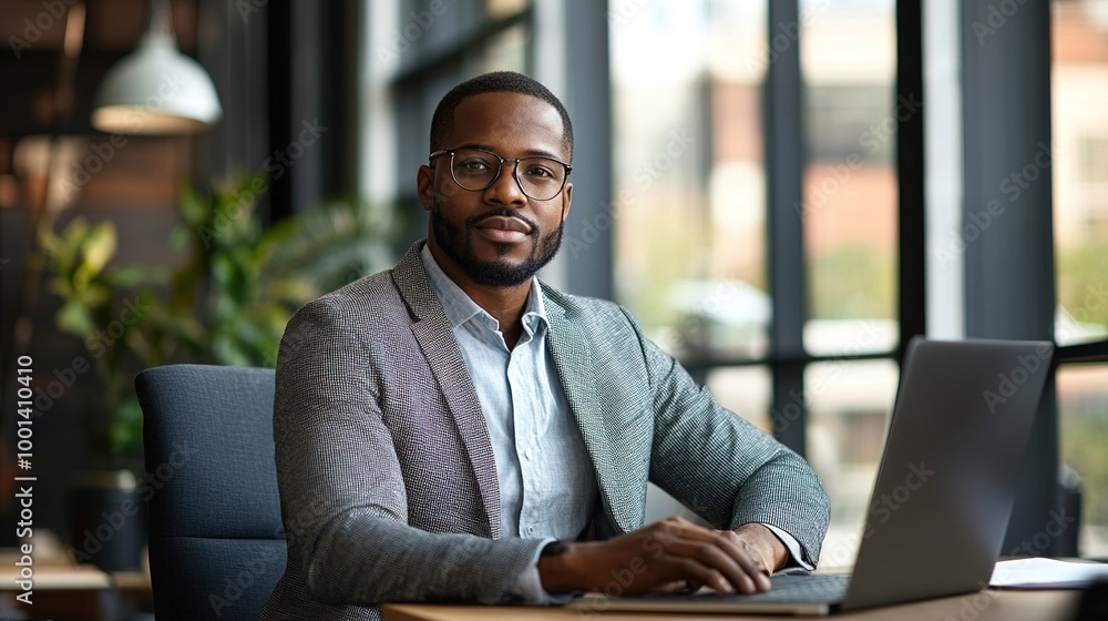 Canvas Prints Professional African American Business Leader at Work