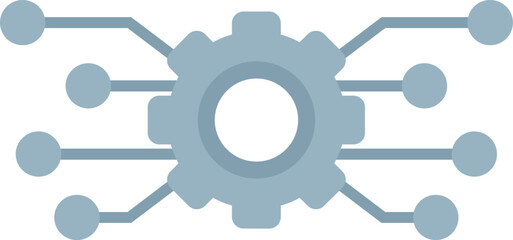 Electronic circuit board with gear showing digital technology concept, flat vector icon