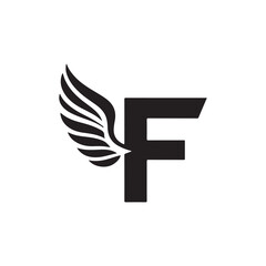 Elegant Letter F Logo with Wing Shape: A Dynamic and Creative Design Template for Branding Solutions in Tech, Aviation, and Business