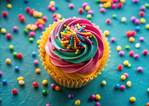 Adorable Cubcake with Colorful Frosting and Sprinkles Perfect for Celebrations and Birthday Parties