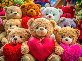 Adorable Heart-Shaped Teddy Bears Perfect for Valentine's Day Gifts and Romantic Celebrations