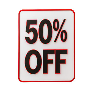 recommend clip art: Promotional sign showcasing a 50percent discount, ideal for advertising sales and attracting customer attention in retail environments.