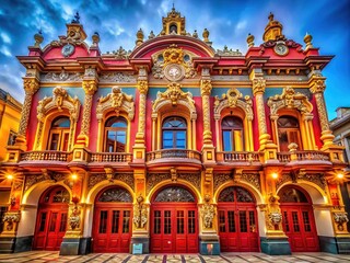 Obraz premium Architectural Marvel of a Historic Theater with Intricate Details and Stunning Facade in Liceu