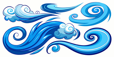 Abstract Wind Swirls In Blue Color Forming Dynamic Patterns