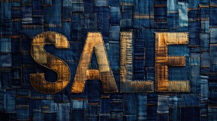 Denim Patchwork Sale Sign: Handmade Art & Fashion