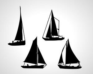 Boat Silhouette Vectors and Illustrations