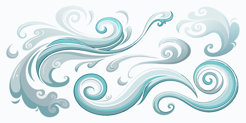 Fototapeta premium Gradient Grey Wind Swirls Vector Set 