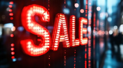 Red Sale Sign In City Window - Retail Promotion