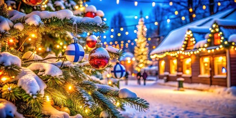 Fototapeta premium Beautiful Finland-Inspired Christmas Decorations Showcasing Traditional Holiday Spirit and Warmth