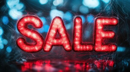 Red Neon Sale Sign with Web - Marketing and Advertising