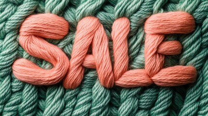 Yarn Sale: A Close-Up of Knitted Letters