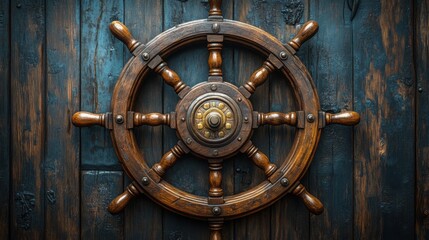 Obraz premium Antique Wooden Ship Rudder for Nautical Decor and Historical Displays