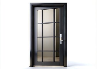 Black Metallic Door Frame Isolated on White Background for Architectural and Design Projects