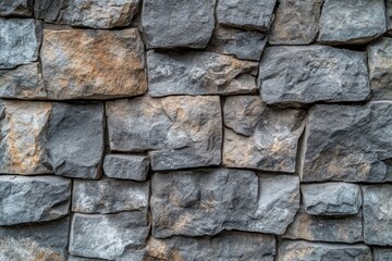 Fototapeta premium stone wall background is made of rough rocks, with a clear texture and a gray color tone
