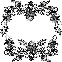 black flower sipmle decorated frame on white