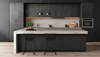 Modern kitchen interior featuring sleek design and practical layout.