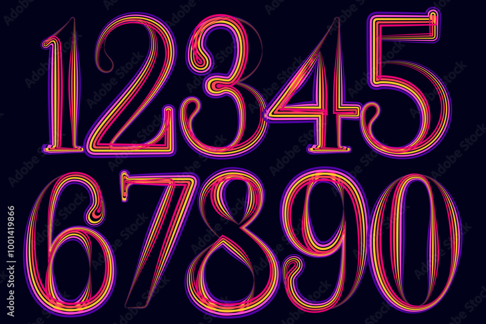 Poster vector set of number, numbers vector gradient color