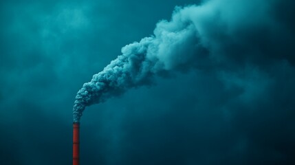 Industrial pollution: Factory chimneys, smokestacks, emitting fumes and clouds of toxic smog, pollution, chemicals. Global warming, climate change, cause and effect.