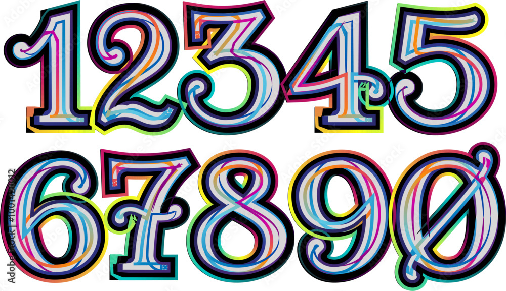 Poster vector set of number, numbers vector gradient color