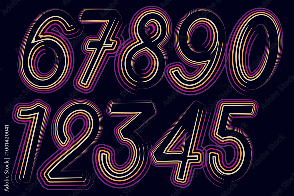 Poster vector set of number, numbers vector gradient color