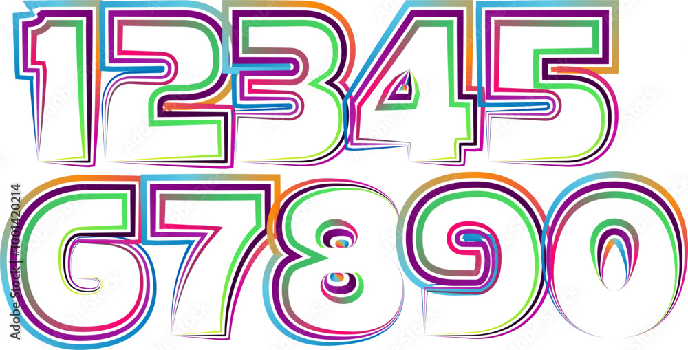 Poster vector set of number, numbers vector gradient color