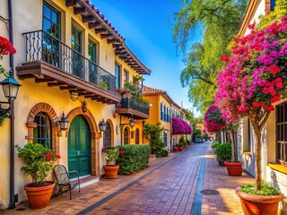 Fototapeta premium Charming Historic Streets of Old Town San Dimas Showcasing Beautiful Architecture and Vibrant Culture