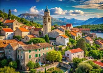 Obraz premium Breathtaking Rural Views of Croatia Showcasing Lush Landscapes and Traditional Architecture
