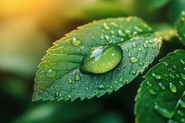 A leaf with a drop of water on it